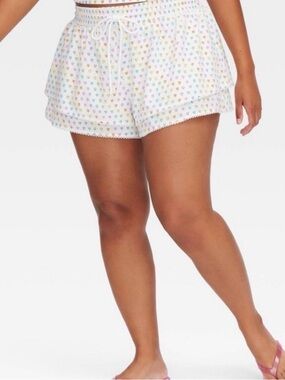 Roller Rabbit x Target Disco Hearts Shorts size Large white pink multi